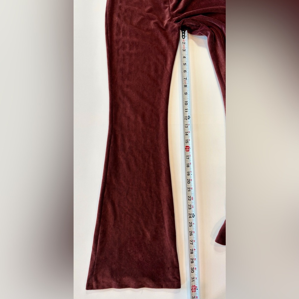 RSQ Corduroy Burgundy Maroon Bell Bottom Flared Stretchy Pants Leggings Large - Picture 3 of 12